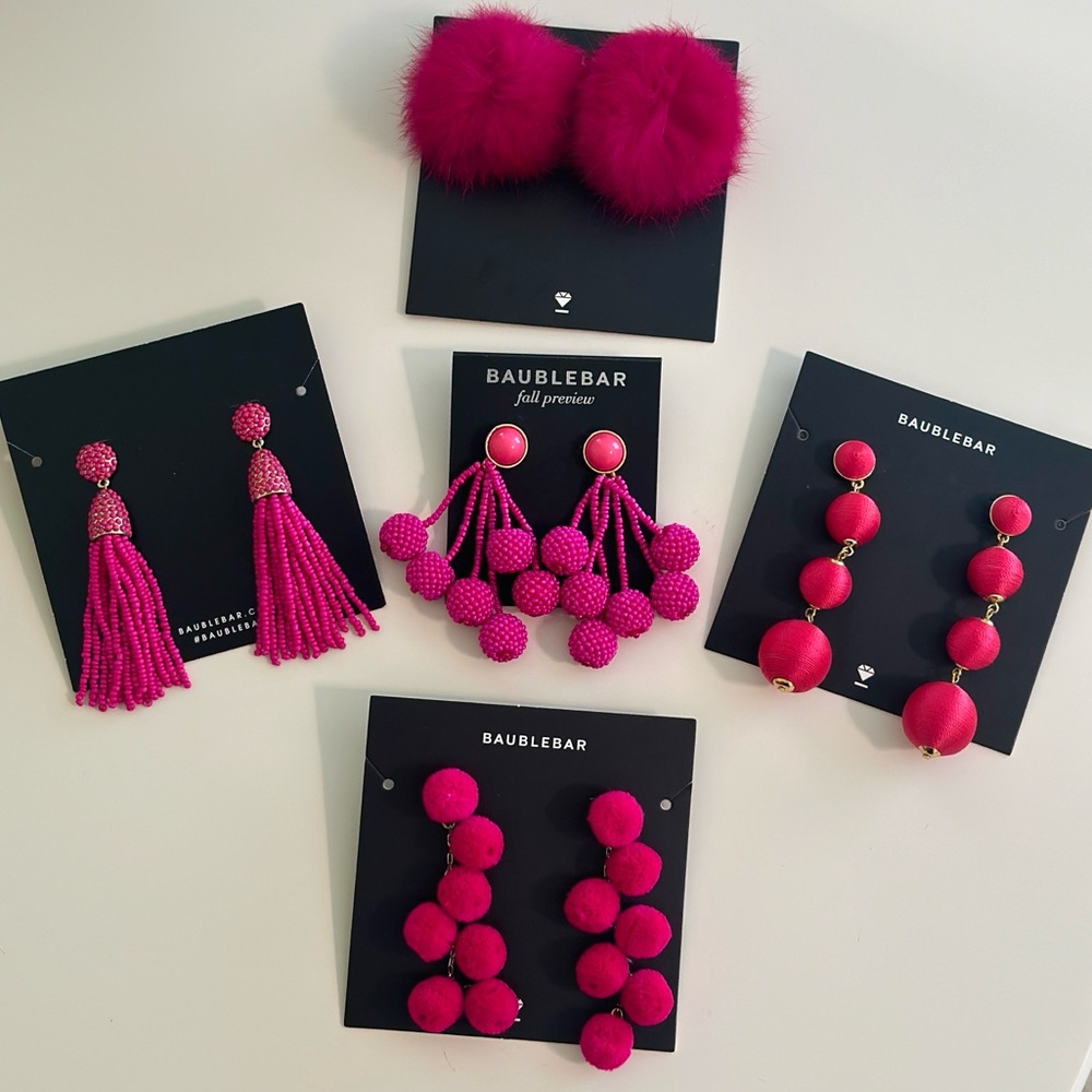 BAUBLEBAR Pretty in Pink!💗 Variety of earrings & poof clips. Selling as a set!